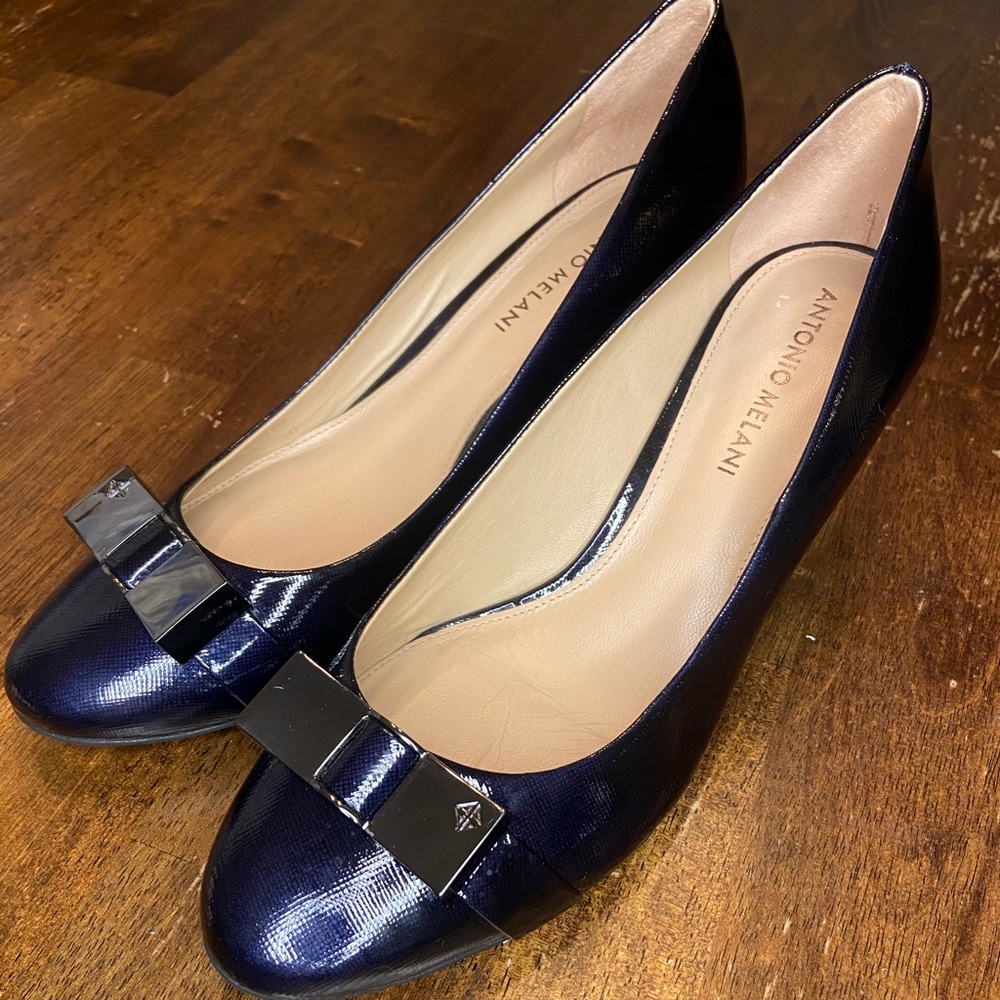 Navy Blue Size 7.5 Antonio Melani 3” wedge heels